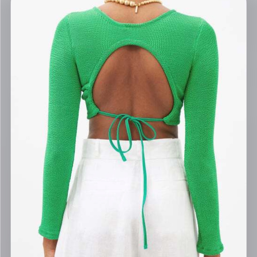Hunza G Green Celeste Rashguard Crop Top Swim Top - Picture 9 of 10